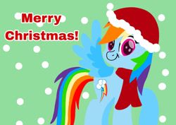 Size: 1280x907 | Tagged: safe, artist:mlplary6, imported from derpibooru, rainbow dash, pony, christmas, clothes, female, hat, holiday, mare, santa hat, scarf