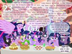 Size: 1440x1080 | Tagged: safe, alternate version, artist:bronybyexception, imported from derpibooru, sci-twi, twilight sparkle, alicorn, changeling, deer, pony, reindeer, unicorn, the last problem, advent calendar, alternate hairstyle, burger, cake, changelingified, christmas, doctor who, female, food, future twilight, glasses, hay burger, holiday, mare, multeity, older, older twilight, older twilight sparkle (alicorn), parent:twilight sparkle, pie, potion, princess twilight 2.0, race swap, self paradox, self ponidox, soda, sparkle sparkle sparkle, species swap, spread wings, tardis, twilight sparkle (alicorn), twiling, unicorn twilight, wings