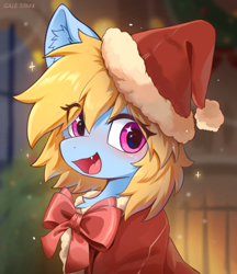 Size: 2048x2372 | Tagged: safe, artist:gale spark, imported from derpibooru, oc, oc only, oc:gale spark, pegasus, pony, christmas, holiday, smiling