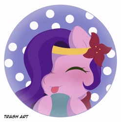 Size: 2028x2048 | Tagged: safe, artist:eltrash_art6, imported from derpibooru, pipp petals, pegasus, pony, adorapipp, blushing, chocolate, christmas, clothes, cute, eyes closed, female, flower, flower in hair, food, g5, holiday, hot chocolate, icon, mare, mug, scarf, snow, solo