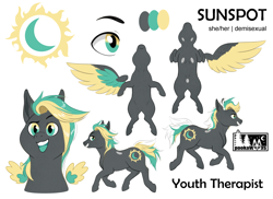 Size: 2818x2048 | Tagged: safe, artist:pookawoods-art, imported from derpibooru, oc, oc:sunspot, pegasus, pony, female, mare, reference sheet, solo