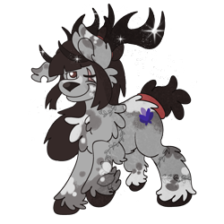 Size: 2000x2000 | Tagged: safe, artist:euspuche, imported from derpibooru, oc, oc only, oc:ohasu, deer, reindeer, antlers, chest fluff, christmas, commission, cute, eye scar, facial scar, female, holiday, markings, one eye closed, reindeerified, scar, simple background, solo, species swap, tattoo, transparent background, unshorn fetlocks