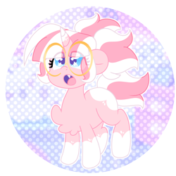 Size: 2000x2000 | Tagged: safe, artist:ladylullabystar, imported from derpibooru, oc, oc:lady lullaby star, pony, unicorn, female, filly, foal, glasses, horn, solo, younger