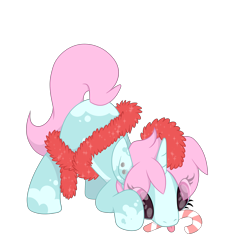 Size: 2800x3000 | Tagged: safe, artist:ponkus, imported from derpibooru, oc, oc:scoops, unicorn, candy, candy cane, cute, female, food, horn, mare, solo, tinsel