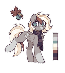 Size: 475x533 | Tagged: safe, artist:flixanoa, imported from derpibooru, oc, oc only, oc:maple bee, pegasus, pony, clothes, coat markings, colored wings, female, mare, markings, multicolored hair, multicolored mane, multicolored wings, reference sheet, scarf, socks (coat markings), solo, wings