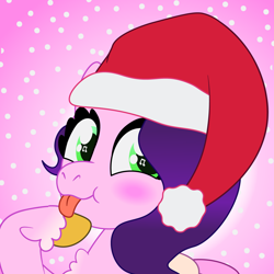 Size: 1350x1350 | Tagged: safe, artist:prixy05, imported from derpibooru, pipp petals, pegasus, pony, adorapipp, christmas, cute, female, g5, hat, holiday, mare, profile, santa hat, silly, silly pony, solo, tongue out