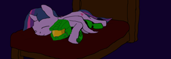 Size: 1374x480 | Tagged: safe, artist:rapehorses, imported from twibooru, twilight sparkle, pony, unicorn, banner, bed, cuddling, halo, halo (series), image, master chief, night, png, sfw, sleeping