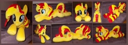 Size: 8336x2968 | Tagged: safe, artist:calusariac, imported from derpibooru, sunset shimmer, pony, irl, lying down, photo, plushie, prone, sploot