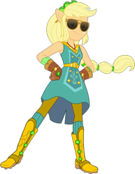 Size: 811x1051 | Tagged: safe, editor:pascalmulokozi2, imported from derpibooru, applejack, equestria girls, boots, clothes, cowboy boots, crystal guardian, high heel boots, shoes, simple background, solo, sunglasses, white background