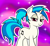 Size: 1632x1500 | Tagged: safe, artist:vomitvomiting, imported from derpibooru, dj pon-3, vinyl scratch, abstract background, looking at you, missing accessory, ponytail, solo