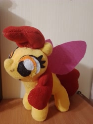 Size: 3000x4000 | Tagged: safe, artist:jbond, imported from derpibooru, apple bloom, earth pony, pony, adorabloom, apple bloom's bow, bow, cute, female, filly, foal, hair bow, handmade, irl, photo, photography, plushie, solo