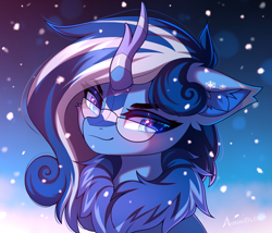 Size: 1540x1317 | Tagged: safe, artist:airiniblock, imported from derpibooru, oc, oc only, oc:stella, kirin, pony, commission, female, glasses, icon, mare, snow, snowflake, solo, winter