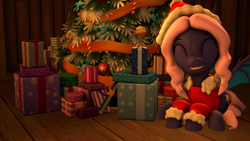 Size: 3840x2160 | Tagged: safe, artist:zippysparkz, oc, oc only, oc:spiral galaxies, pony, 3d, christmas, christmas sweater, clothes, eyes closed, female, holiday, lying down, mare, solo, sweater