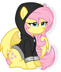 Size: 1841x2178 | Tagged: safe, artist:godoffury, imported from derpibooru, fluttershy, pegasus, pony, .svg available, absurd resolution, clothes, female, hoodie, looking at you, mare, messy mane, simple background, solo, spread wings, transparent background, vector, wings