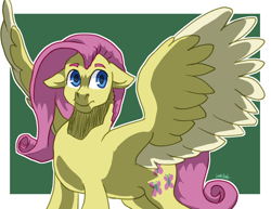 Size: 1500x1159 | Tagged: safe, artist:lawkbutt, imported from derpibooru, fluttershy, pegasus, pony, flutterguy, male, rule 63, simple background, solo