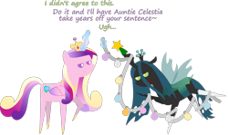 Size: 3500x2085 | Tagged: safe, artist:sketchmcreations, imported from derpibooru, princess cadance, queen chrysalis, alicorn, changeling, changeling queen, pony, christmas, christmas ornament, decoration, dialogue, female, glowing, glowing horn, holiday, horn, inkscape, magic, mare, pointy ponies, queen chrysalis is not amused, simple background, telekinesis, tinsel, transparent background, unamused, vector