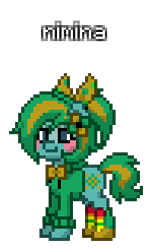 Size: 200x328 | Tagged: safe, artist:princess ice color twinkle, imported from derpibooru, oc, oc:nimina, earth pony, bangs, blushing, boots, bow, clothes, ear accessory, female, green skin, mare, shoes, tail, two toned mane, two toned tail