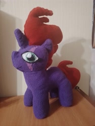 Size: 3000x4000 | Tagged: safe, artist:jbond, imported from derpibooru, fizzlepop berrytwist, tempest shadow, pony, unicorn, broken horn, cute, eye scar, facial scar, female, handmade, horn, irl, mare, photo, photography, plushie, scar, solo, tempestbetes