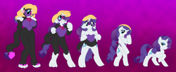 Size: 1500x618 | Tagged: safe, artist:akuoreo, imported from derpibooru, rarity, oc, anthro, pony, unicorn, character to character, female, furry, furry oc, furry to pony, gradient background, horn, mare, transformation, transformation sequence