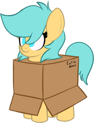 Size: 424x553 | Tagged: safe, artist:jerkface, oc, oc only, oc:boxfilly, pegasus, pony, box, fake cutie mark, female, filly, pegasus oc, pony oc, simple background, smiling, transparent background, wings