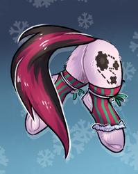 Size: 1823x2285 | Tagged: safe, alternate version, artist:lonerdemiurge_nail, imported from derpibooru, oc, pony, alternate character, bell, bow, butt, christmas, clothes, fluffy, hat, holiday, holly, hooves, my little pony, plot, ribbon, santa hat, socks, solo