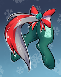 Size: 1823x2285 | Tagged: safe, alternate version, artist:lonerdemiurge_nail, imported from derpibooru, oc, pony, alternate character, bell, bow, butt, christmas, clothes, fluffy, hat, holiday, holly, hooves, my little pony, plot, ribbon, santa hat, socks, solo