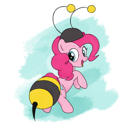 Size: 3000x3000 | Tagged: safe, artist:widelake, imported from derpibooru, pinkie pie, bee, earth pony, insect, female, solo