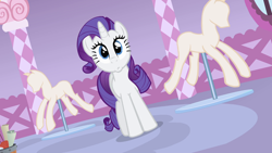 Size: 1920x1080 | Tagged: safe, imported from derpibooru, screencap, rarity, pony, unicorn, season 1, stare master, carousel boutique, female, horn, mare, my little pony, solo