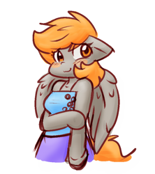 Size: 718x807 | Tagged: safe, artist:zutcha, imported from derpibooru, derpy hooves, anthro, pegasus, arm grab, arm hooves, blushing, cute, derpabetes, female, floppy ears, mare, simple background, smiling, solo, white background