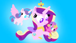 Size: 1280x720 | Tagged: safe, artist:mlplary6, imported from derpibooru, princess cadance, princess flurry heart, princess skyla, alicorn, pony, baby, baby pony, female, filly, foal, mare, mother and child, mother and daughter, pointy ponies