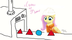 Size: 1274x720 | Tagged: safe, artist:some_ponu, imported from derpibooru, fluttershy, pegasus, pony, clothes, female, hard hat, mare, ms paint, triangle factory meme, uniform