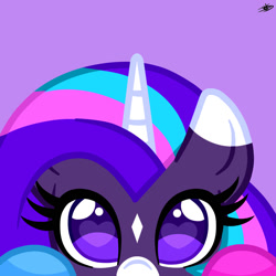 Size: 1000x1000 | Tagged: safe, artist:princessmoonsilver, imported from derpibooru, oc, oc:opalite spirit, pony, unicorn, female, horn, mare, purple background, simple background, solo