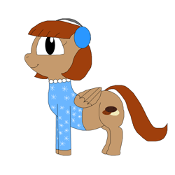 Size: 3000x3000 | Tagged: safe, artist:blazewing, imported from derpibooru, oc, oc only, oc:pecan sandy, pegasus, chubby, clothes, drawpile, earmuffs, female, jewelry, mare, necklace, pearl necklace, simple background, smiling, sweater