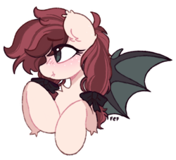 Size: 606x551 | Tagged: safe, artist:flixanoa, derpibooru exclusive, imported from derpibooru, oc, oc only, oc:maple tart, bat pony, pony, bat pony oc, bat wings, hairband, solo, wings