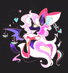 Size: 1924x2044 | Tagged: safe, imported from derpibooru, oc, oc:erhai ripple, bat pony, hybrid, pony, unicorn, horn