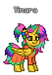 Size: 212x308 | Tagged: safe, artist:princess ice color twinkle, imported from derpibooru, oc, oc:tinara, alicorn, pony, pony town, clothes, ear accessory, eyelashes, four toned mane, four toned tail, ponytail, yellow skin