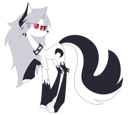 Size: 1720x1545 | Tagged: safe, artist:scridley-arts, imported from twibooru, dog, dog pony, hellhound, pony, choker, coat markings, eye clipping through hair, fluffy tail, hair over one eye, helluva boss, image, leg fluff, loona (helluva boss), moon, paws, png, ponified, red eyes, simple background, socks (coat markings), spiked choker, tail, tail fluff, transparent background, white mane