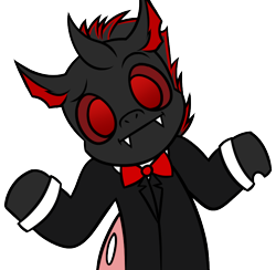 Size: 820x800 | Tagged: safe, artist:purple wingshade, imported from derpibooru, oc, oc:buggo, changeling, clothes, red changeling, suit