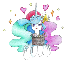 Size: 1098x945 | Tagged: safe, artist:bluemagic, imported from derpibooru, princess celestia, alicorn, pony, cake, christmas, food, happy new year 2025, hat, holiday, horn, santa hat, simple background, transparent background, wings