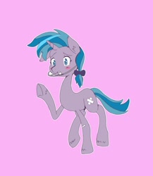 Size: 1280x1478 | Tagged: safe, artist:askaponywithbraces, imported from derpibooru, air way, pearly whites, pony, braces, pink background, simple background, solo