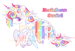 Size: 2014x1386 | Tagged: safe, artist:anno酱w, imported from derpibooru, oc, oc only, alicorn, original species, pony, adoptable, base used, cloud, eyelashes, eyeshadow, four wings, horn, long horn, long tail, makeup, multiple wings, rainbow, simple background, solo, stars, tail, watermark, white background, wings