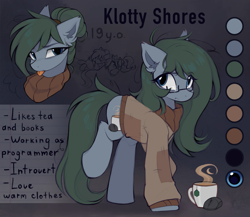 Size: 2357x2048 | Tagged: safe, artist:lerk, imported from derpibooru, oc, oc:klotty, earth pony, clothes, cute, ear fluff, glasses, solo, sweater