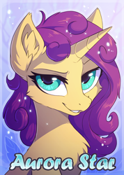 Size: 710x1000 | Tagged: dead source, safe, artist:hioshiru, imported from derpibooru, oc, oc only, pony, unicorn, bust, cheek fluff, chest fluff, ear fluff, female, horn, looking at you, mare, smiling, smiling at you, solo, unicorn oc