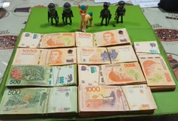 Size: 4000x2730 | Tagged: safe, artist:dingopatagonico, imported from derpibooru, hitch trailblazer, earth pony, g5, money, photo, playmobil, police