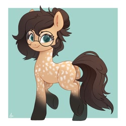 Size: 2000x2000 | Tagged: safe, artist:luminousdazzle, imported from derpibooru, oc, oc only, oc:nixie tube, bat pony, earth pony, hybrid, butt, coat markings, dappled, fangs, female, glasses, plot, smiling, socks (coat markings), solo