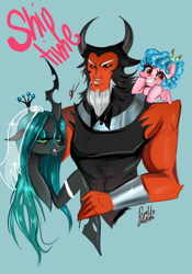 Size: 2160x3078 | Tagged: safe, imported from derpibooru, cozy glow, lord tirek, queen chrysalis, frenemies (episode), season 9, spoiler:s09, chrysirek, female, male, my little pony, shipping, straight