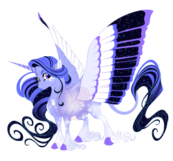 Size: 5500x5100 | Tagged: safe, artist:gigason, imported from derpibooru, oc, oc only, oc:reverie, alicorn, pony, absurd resolution, alicorn oc, big eyelashes, cloven hooves, coat markings, colored hooves, colored pinnae, colored wings, colored wingtips, dappled, ethereal mane, ethereal tail, eye clipping through hair, female, gradient legs, gradient mane, hooves, horn, leonine tail, long fetlocks, long horn, looking at you, magical lesbian spawn, mare, multicolored wings, offspring, parents:starluna, purple eyes, purple hair, simple background, solo, sparkles, sparkly mane, sparkly tail, sparkly wings, spread wings, standing, striped horn, tail, transparent background, unshorn fetlocks, wings