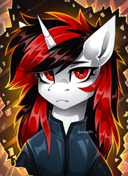 Size: 2574x3523 | Tagged: safe, artist:buvanybu, imported from derpibooru, oc, oc only, oc:blackjack, pony, unicorn, fallout equestria, fallout equestria: project horizons, fanfic art, horn, solo, unicorn oc