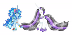 Size: 2096x1054 | Tagged: safe, artist:bluemagic, imported from derpibooru, princess celestia, princess luna, alicorn, pony, 80s princess luna, horn, punklestia, simple background, white background, wings