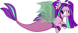 Size: 1024x442 | Tagged: safe, artist:saphirabjarskular, imported from derpibooru, aria blaze, mermaid, merpony, pony, frown, gem, mermaidized, ponified, siren gem, solo, species swap, vector